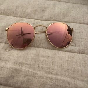 Ray-Ban Gold Frame with Pink Lenses Sunglasses